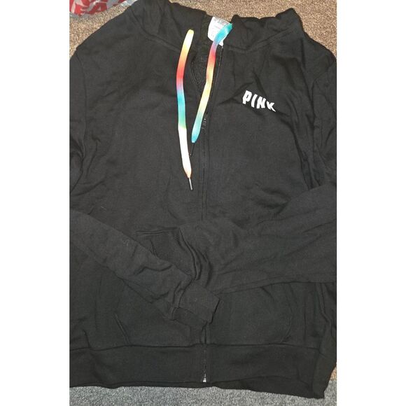 Rare Victoria's Secret PINK Rainbow Sequin Zip Hoodie and Matching Joggers sz L - Picture 4 of 6